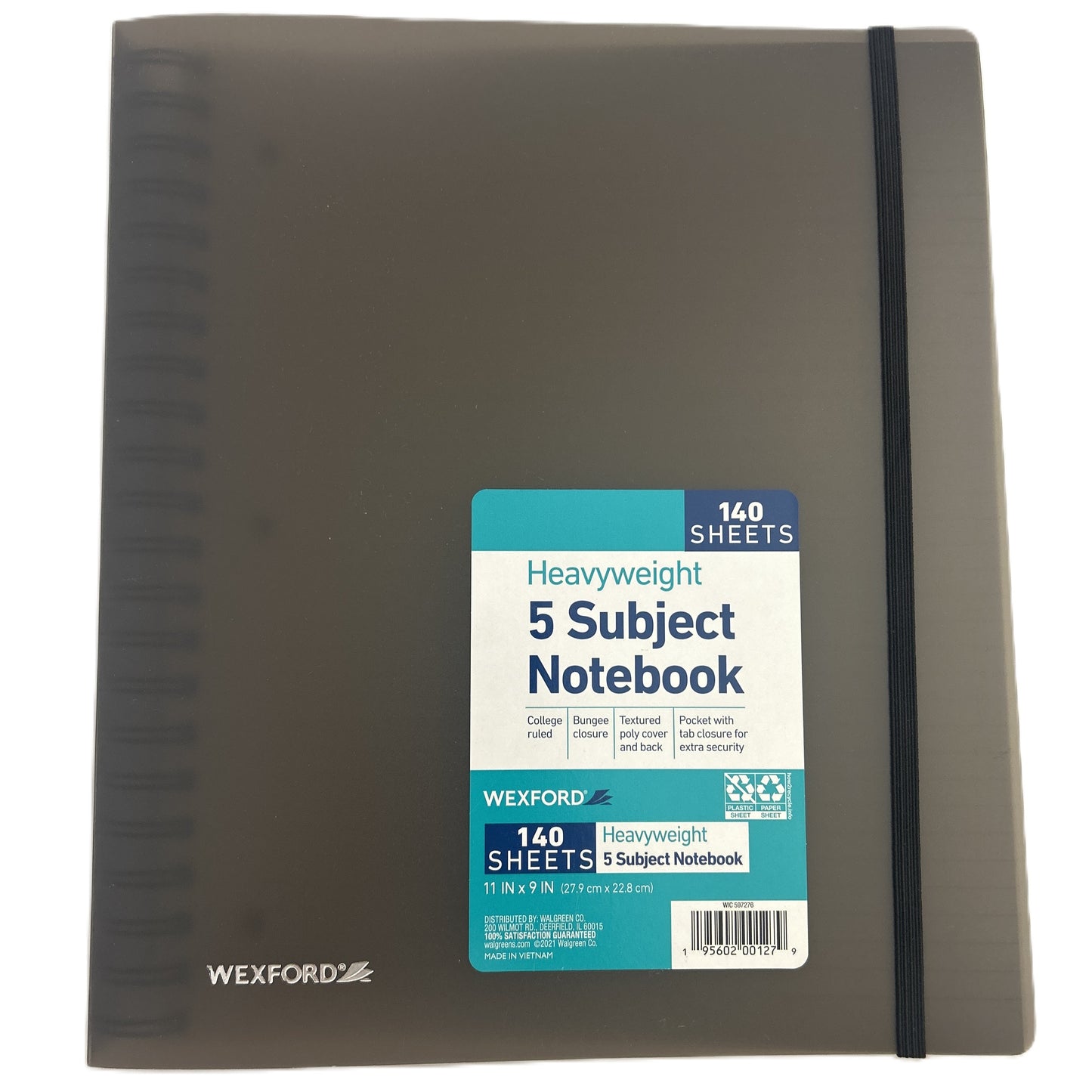Gray notebook with Wexford label on a white background