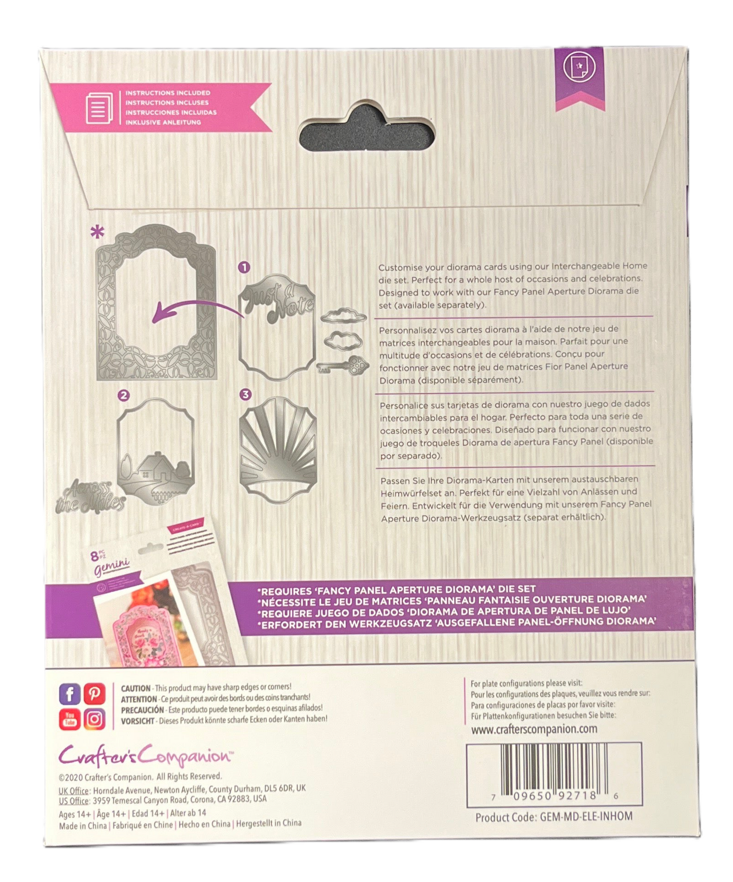 Back of a product packaging with instructions and branding