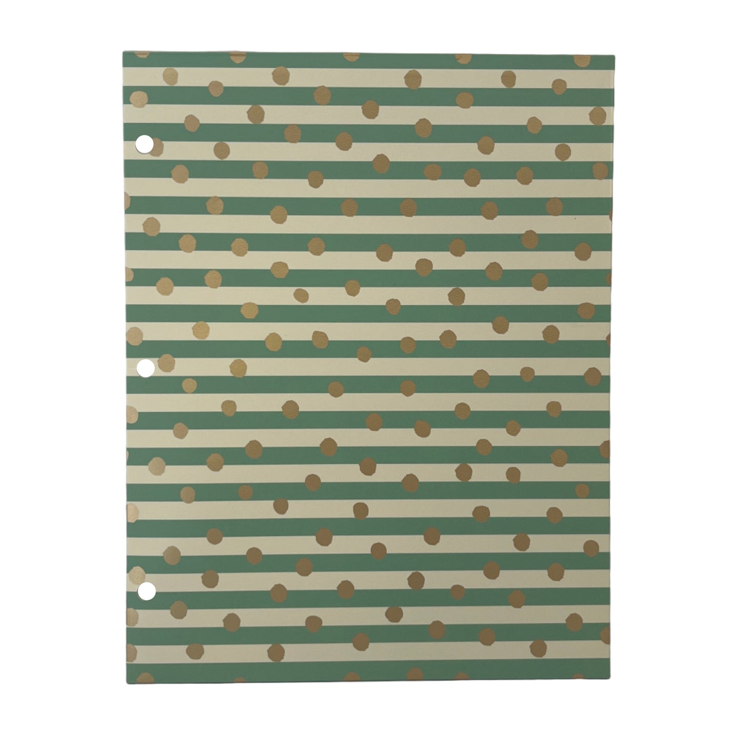 Notebook with green and white striped pattern on a white background