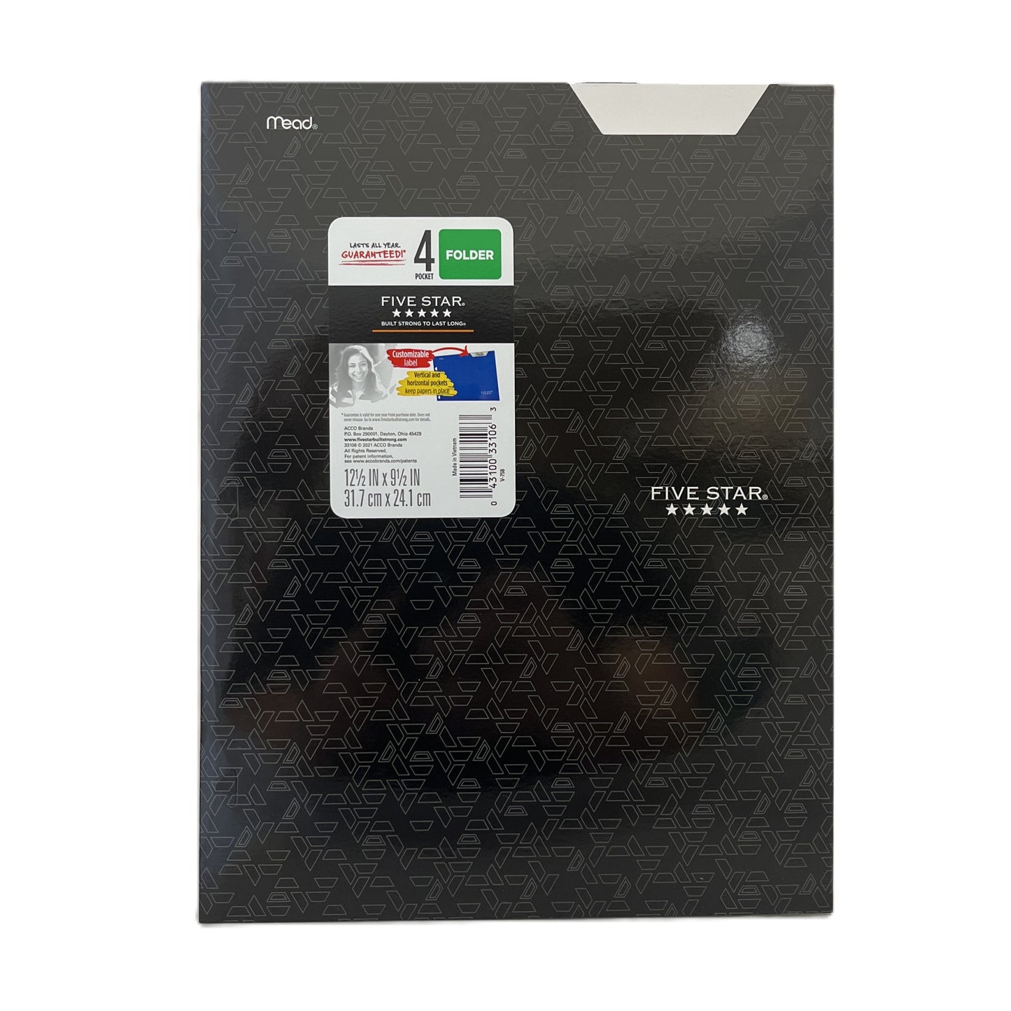 Black folder with Five Star branding on a white background