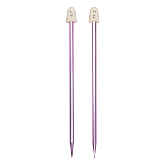 Susan Bates Silvalume 10" Single Point Knitting Needles US 11 / 8 mm