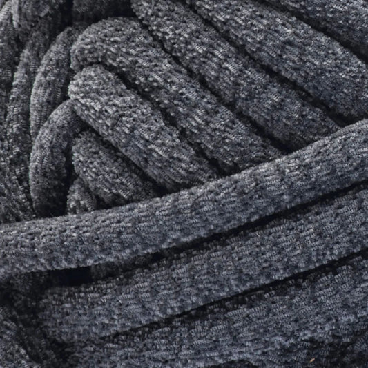 Close-up of a ball of dark gray yarn