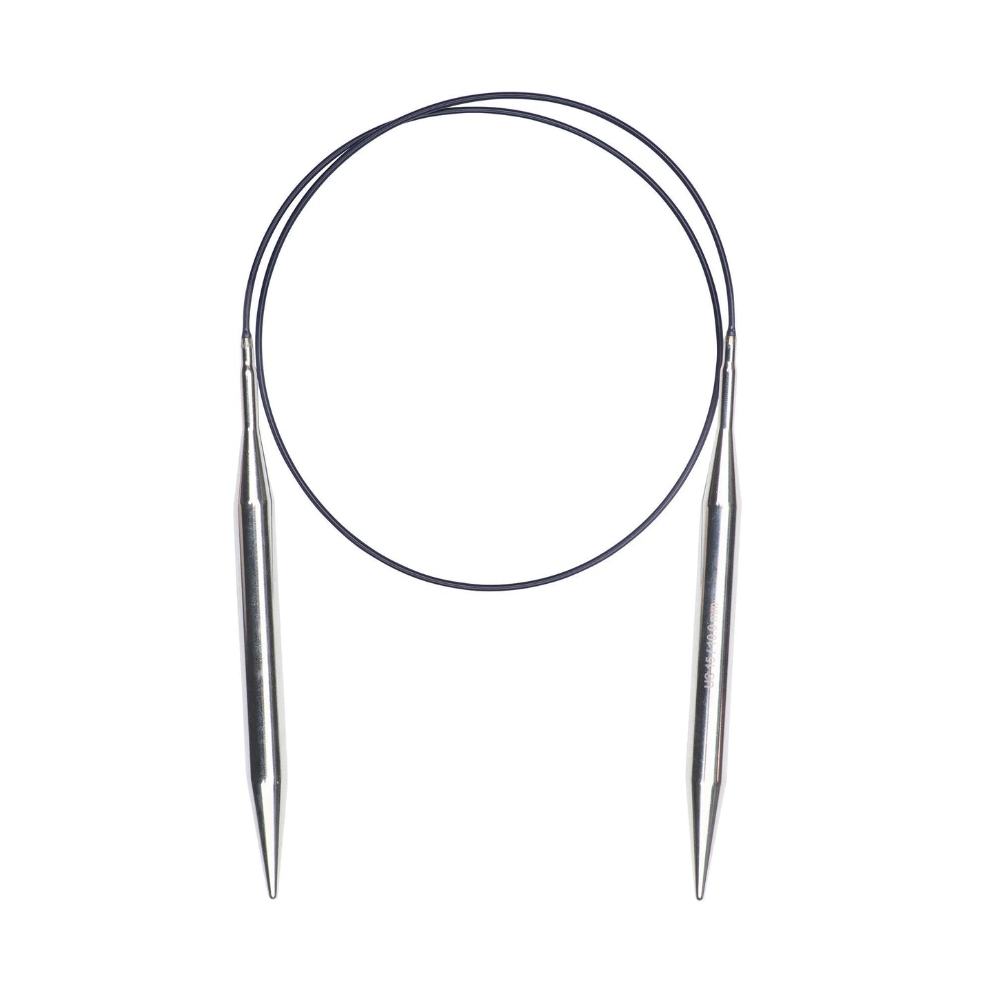 Pair of circular knitting needles on a white background