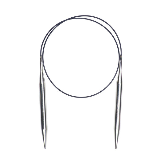 Pair of circular knitting needles on a white background