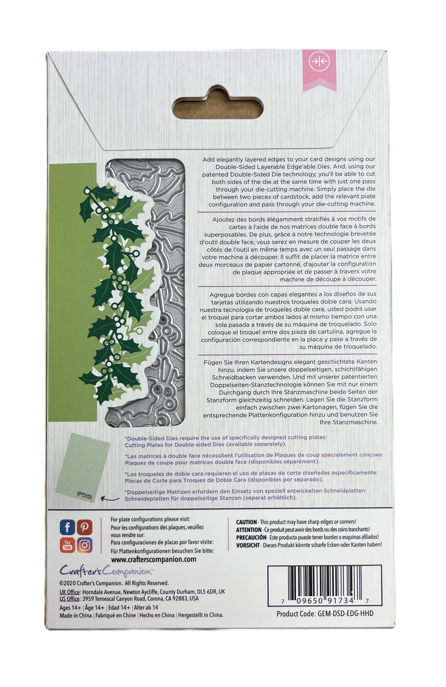 CrafToppers die cut embellishment with holly design on packaging