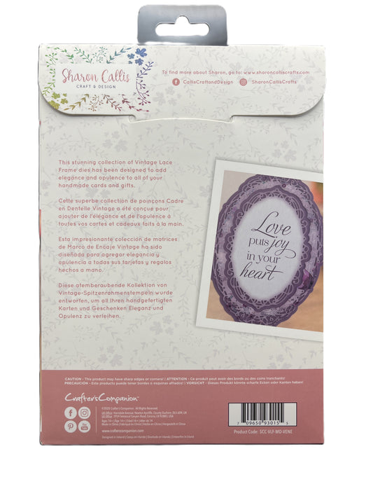 Back of a packaging for a product with text and a small card showing 'Love purses joy in your heart'.