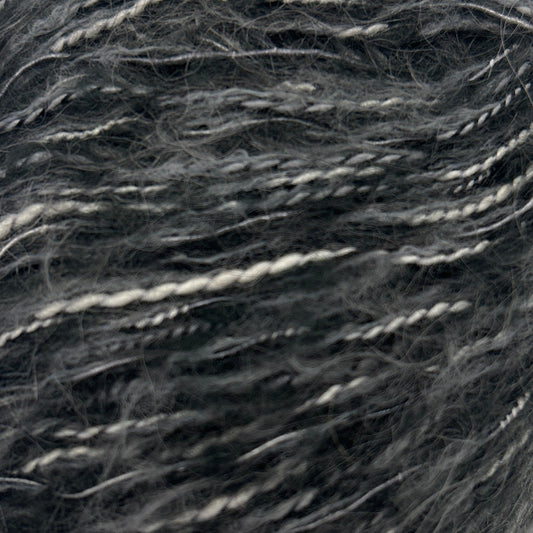 Close-up of dark gray yarn strands