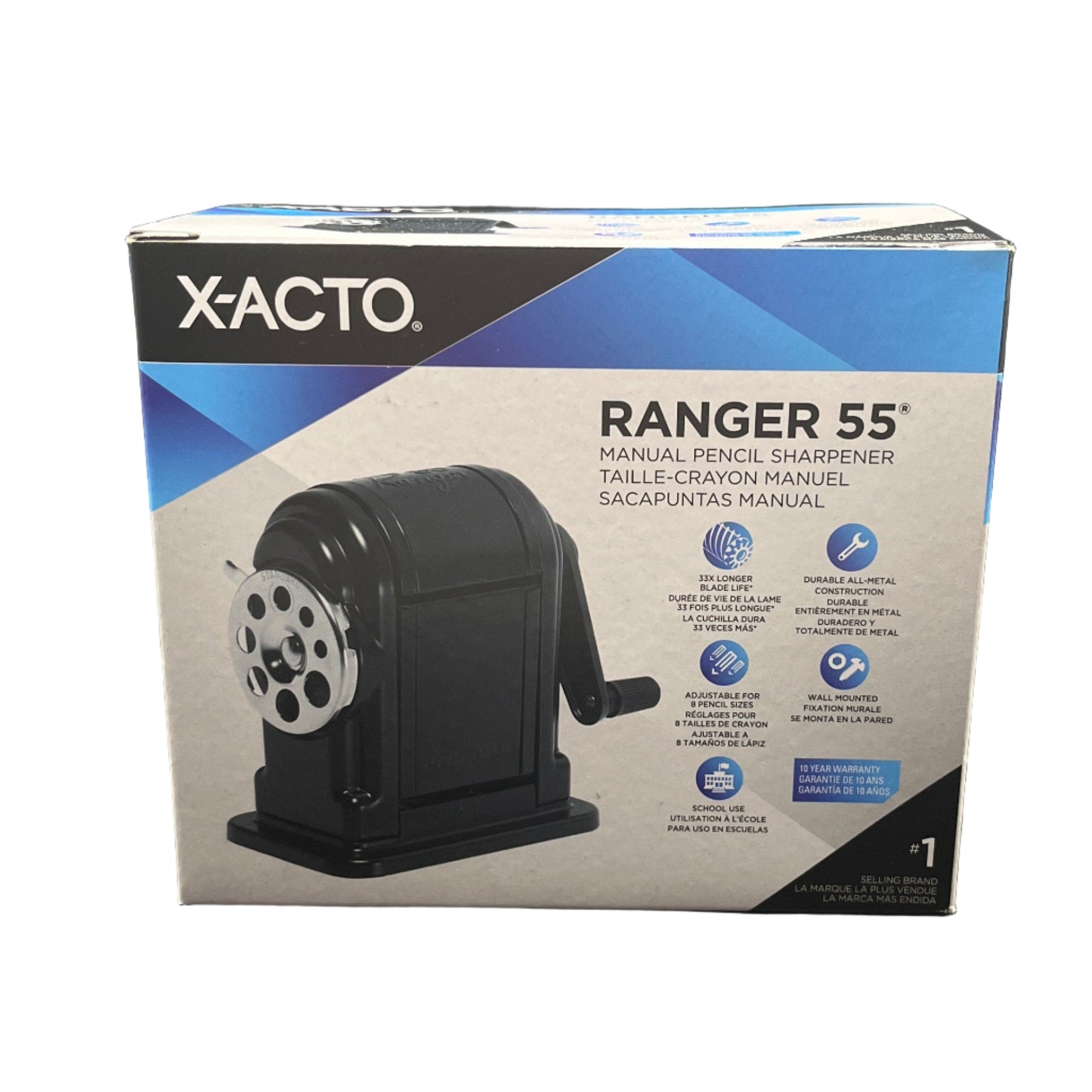X-Acto Ranger 55 manual pencil sharpener packaging on a white background