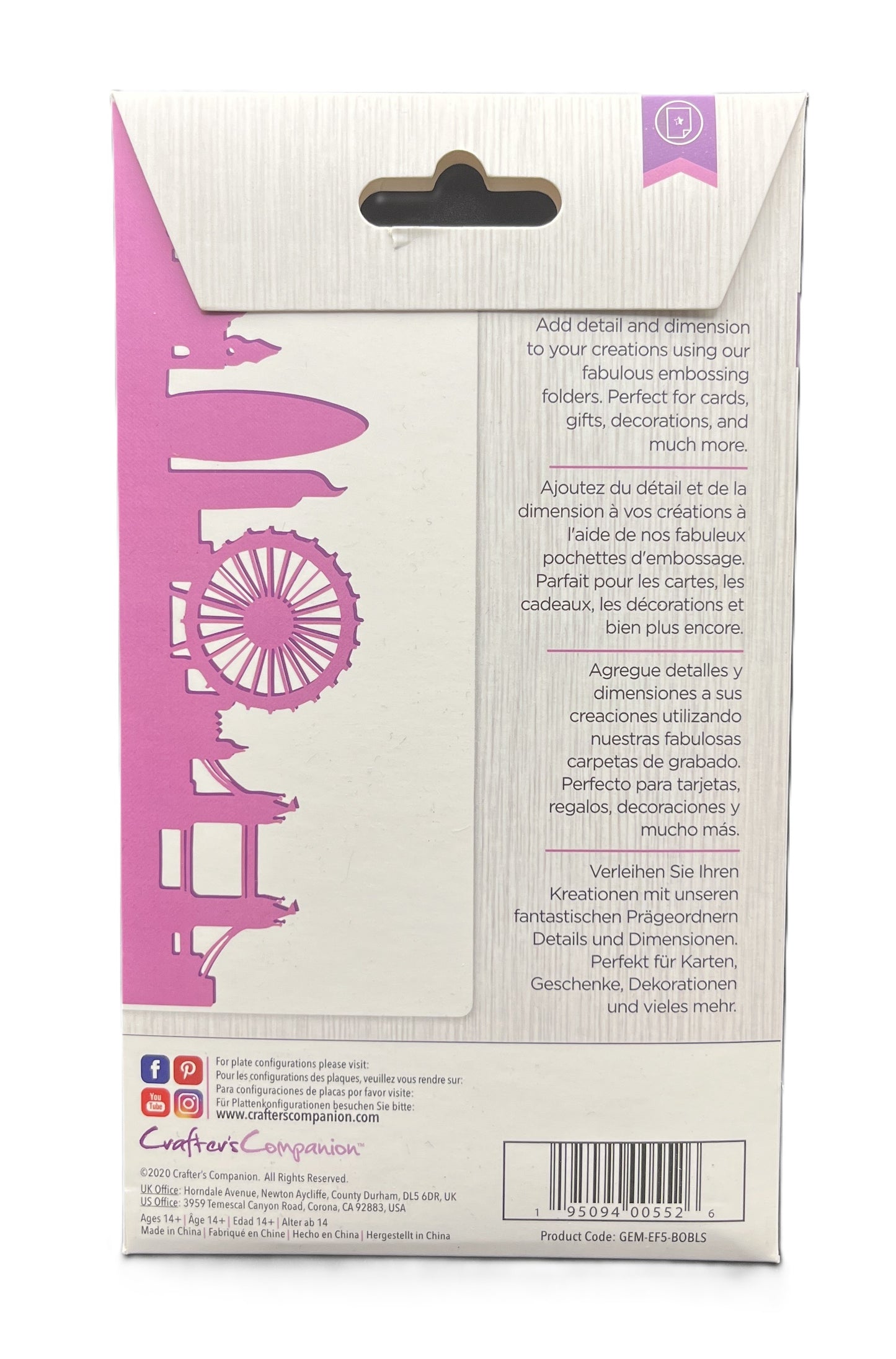 Cardboard folder packaging with pink silhouette design on a white background