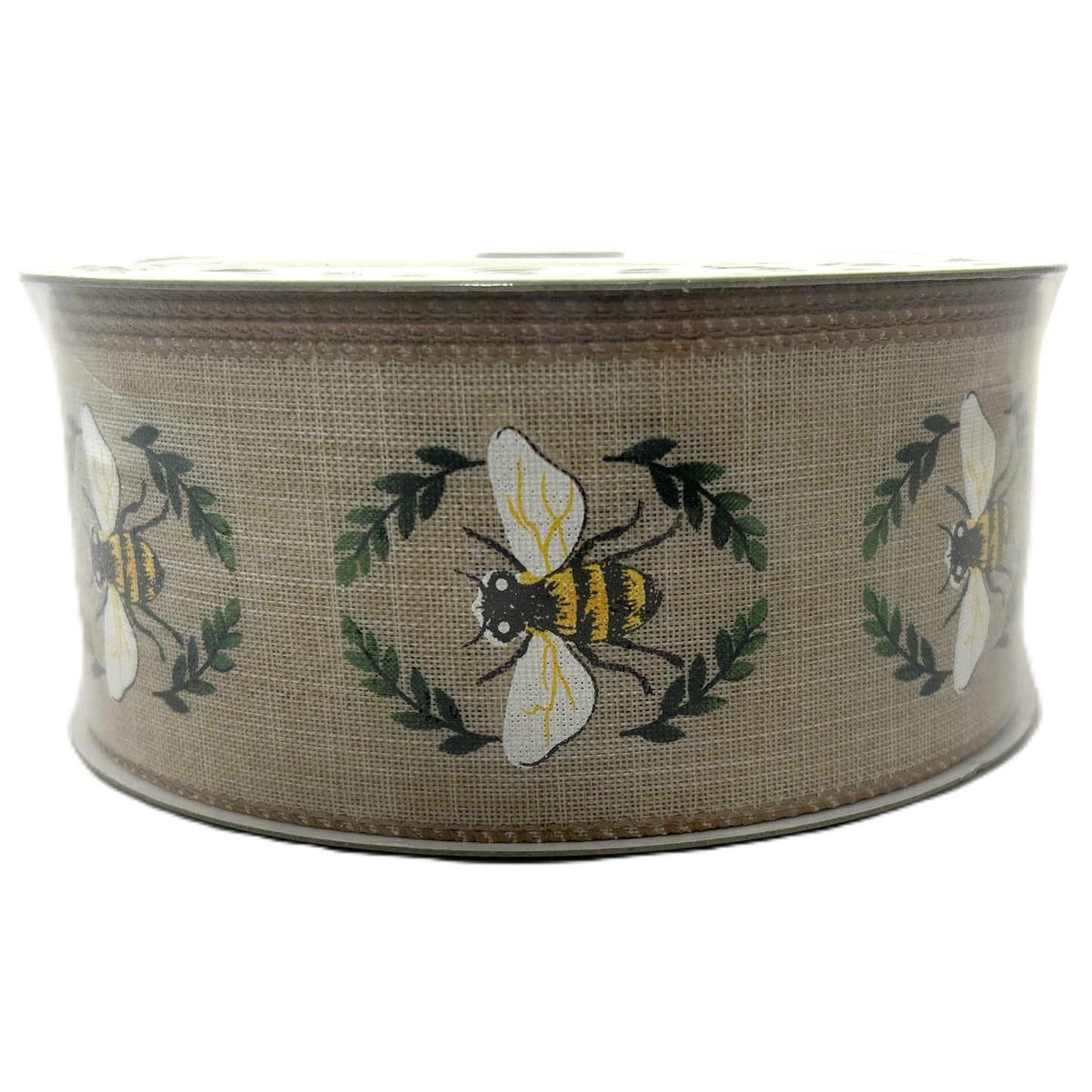 Bee Linen Look - 2.5” x 50 yds - Wire Edged Premium Ribbon