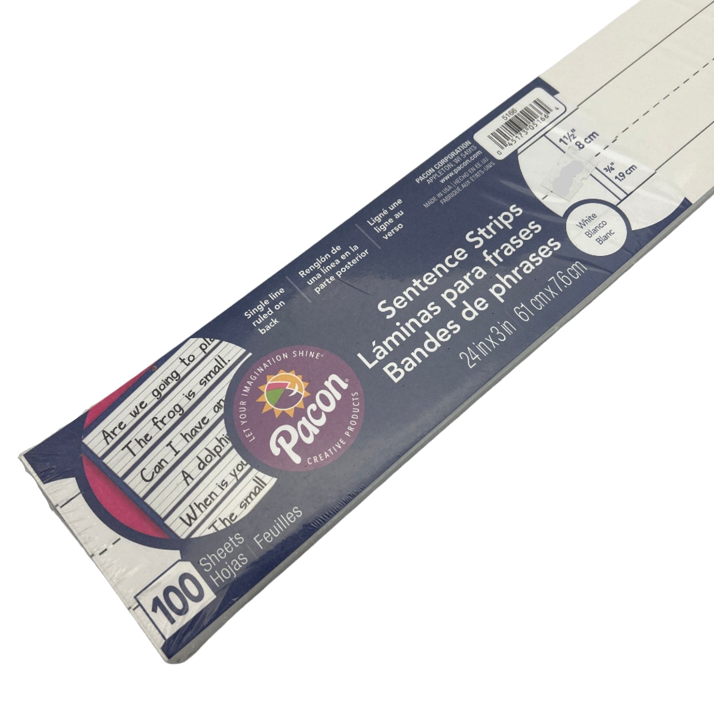 Pacan sentence strips packaging on a white background