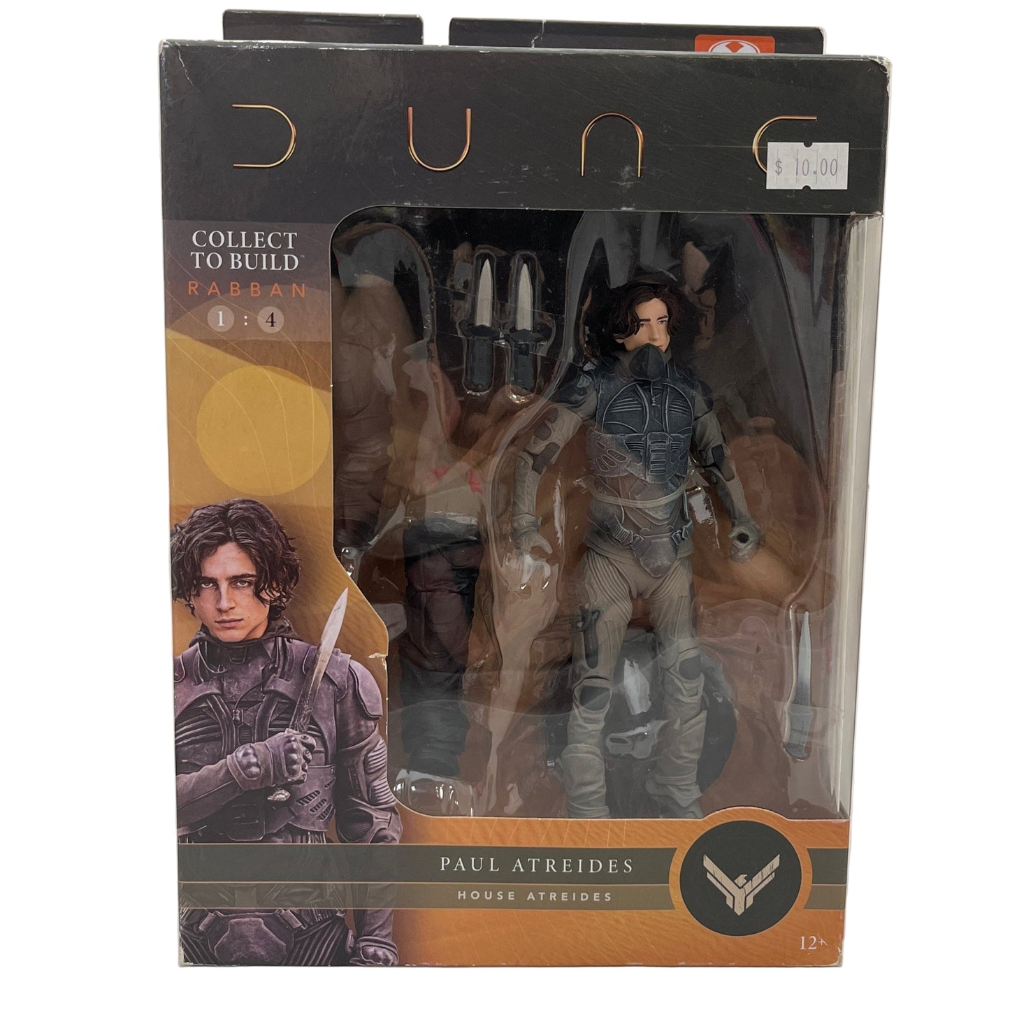 Dune action figure packaging with character illustration and product details.