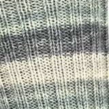 Close-up of a textured fabric with horizontal stripes in green and gray.