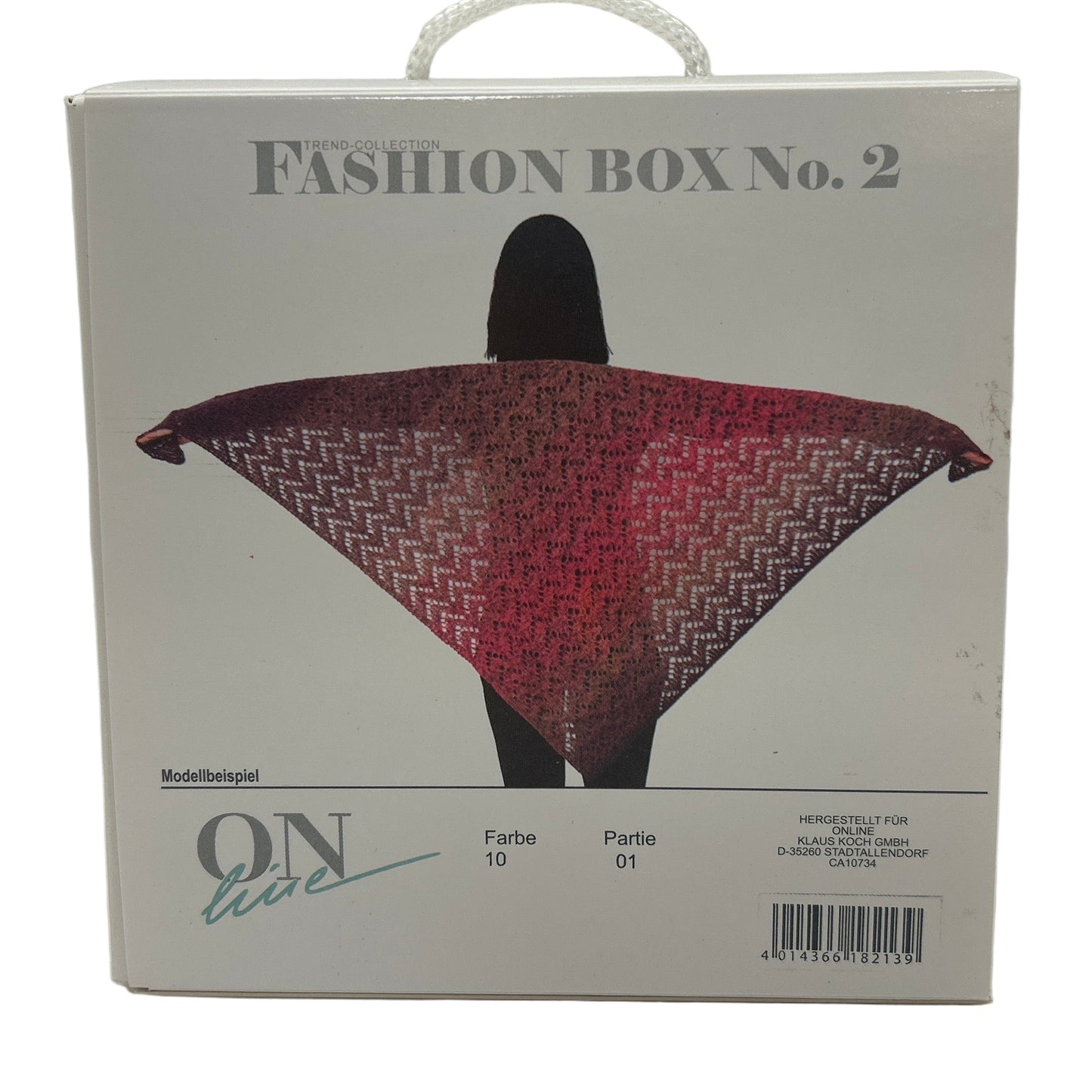Fashion box with a patterned fabric design on a white background