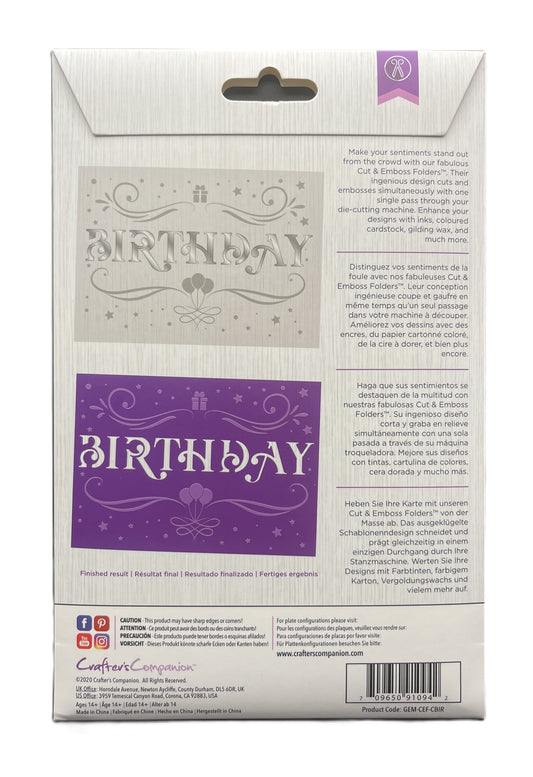 Product packaging with 'Birthday' text on a white background