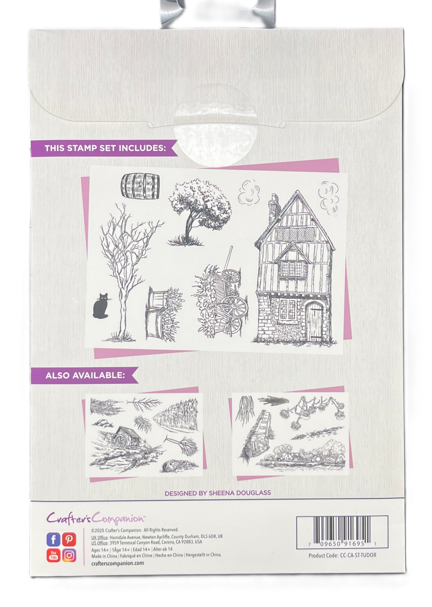 Package of clear stamps with illustrations on a white background