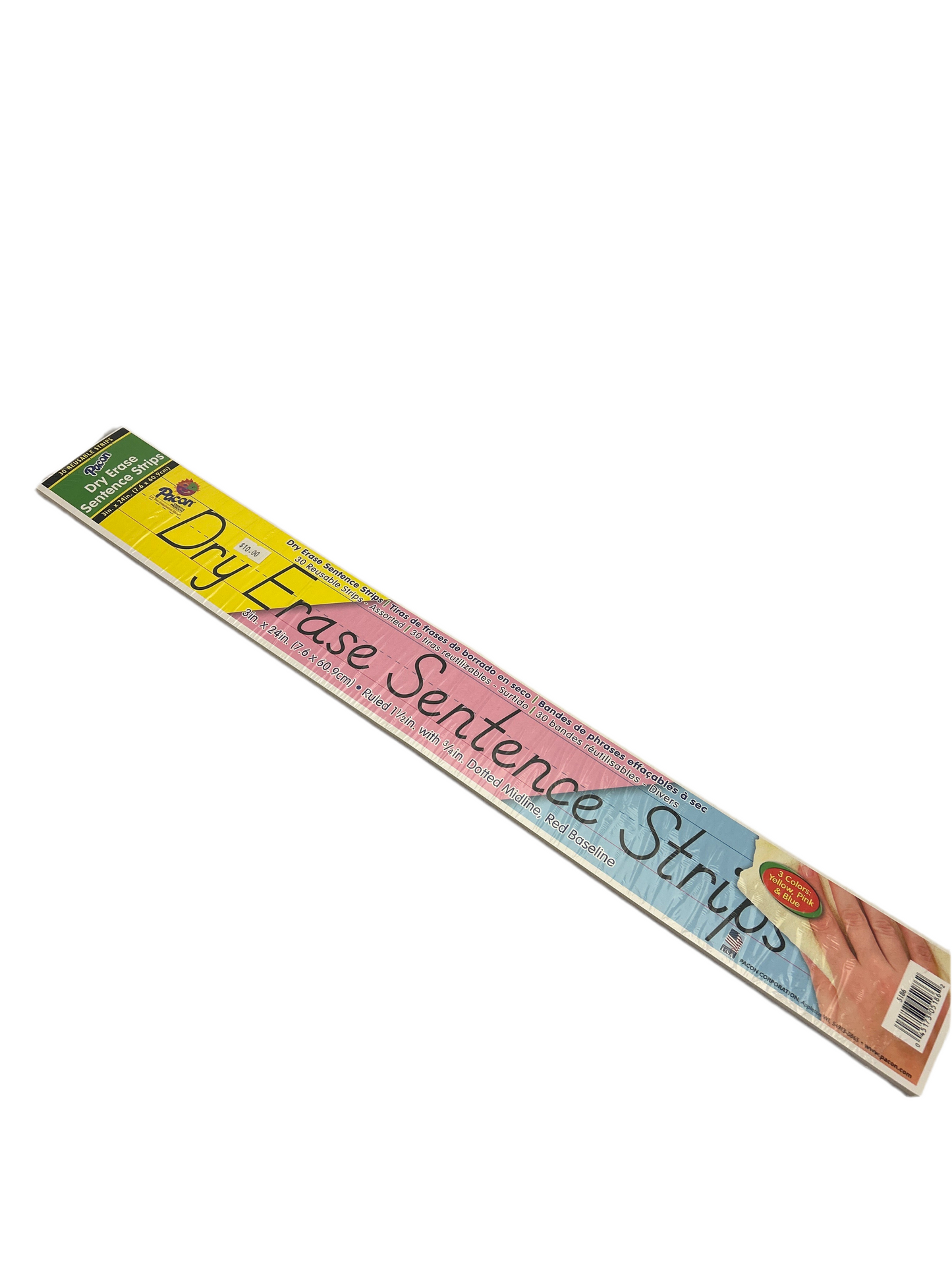 Dry erase sentence strips packaging on a white background