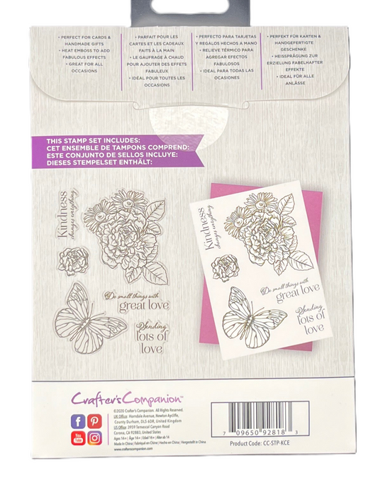 Crafter's Companion stamp set packaging with floral and butterfly designs.