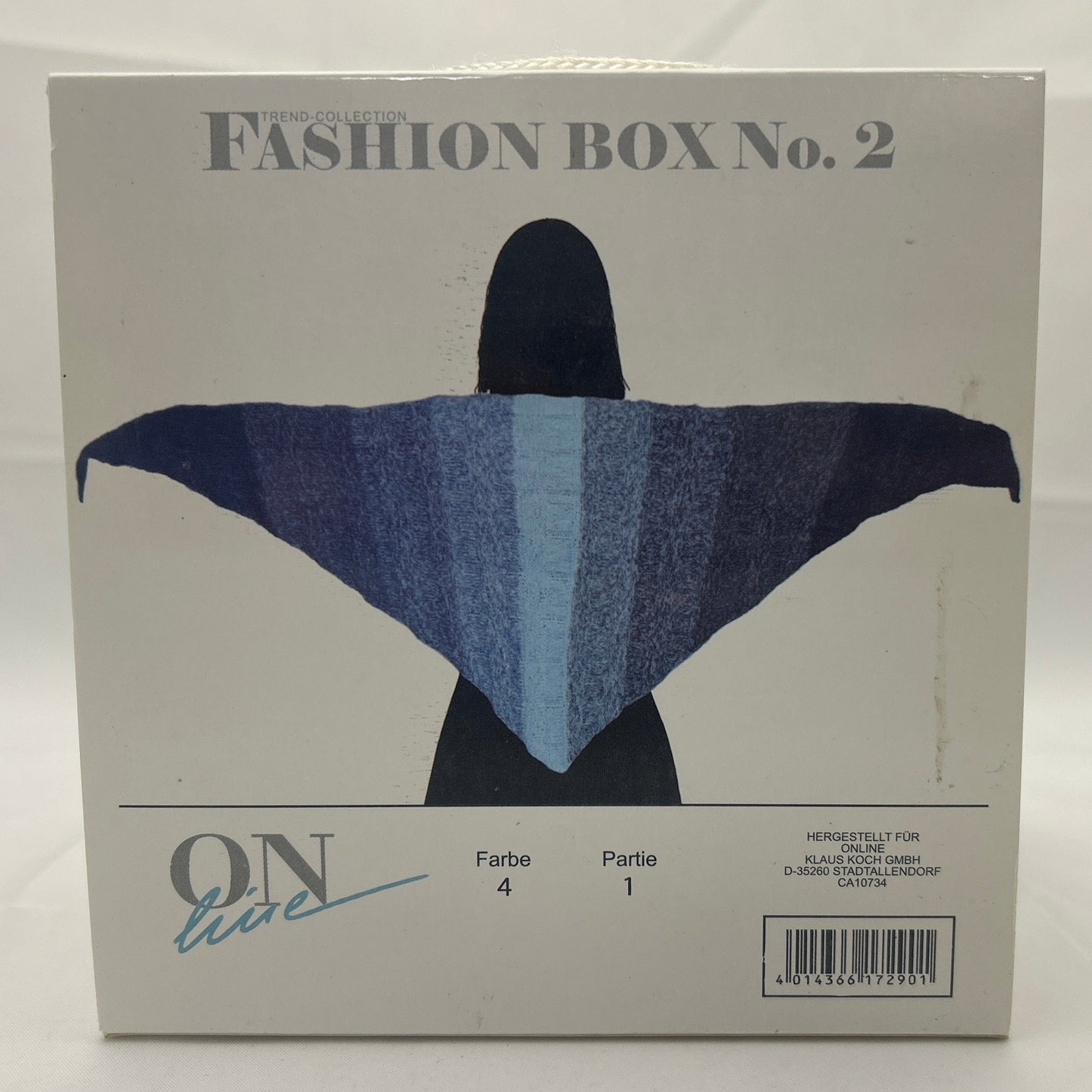 Fashion box with denim design on a white background