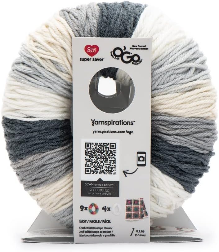 Red Heart Super Saver O'Go Tangle Free Yarn Skein - Newsprint