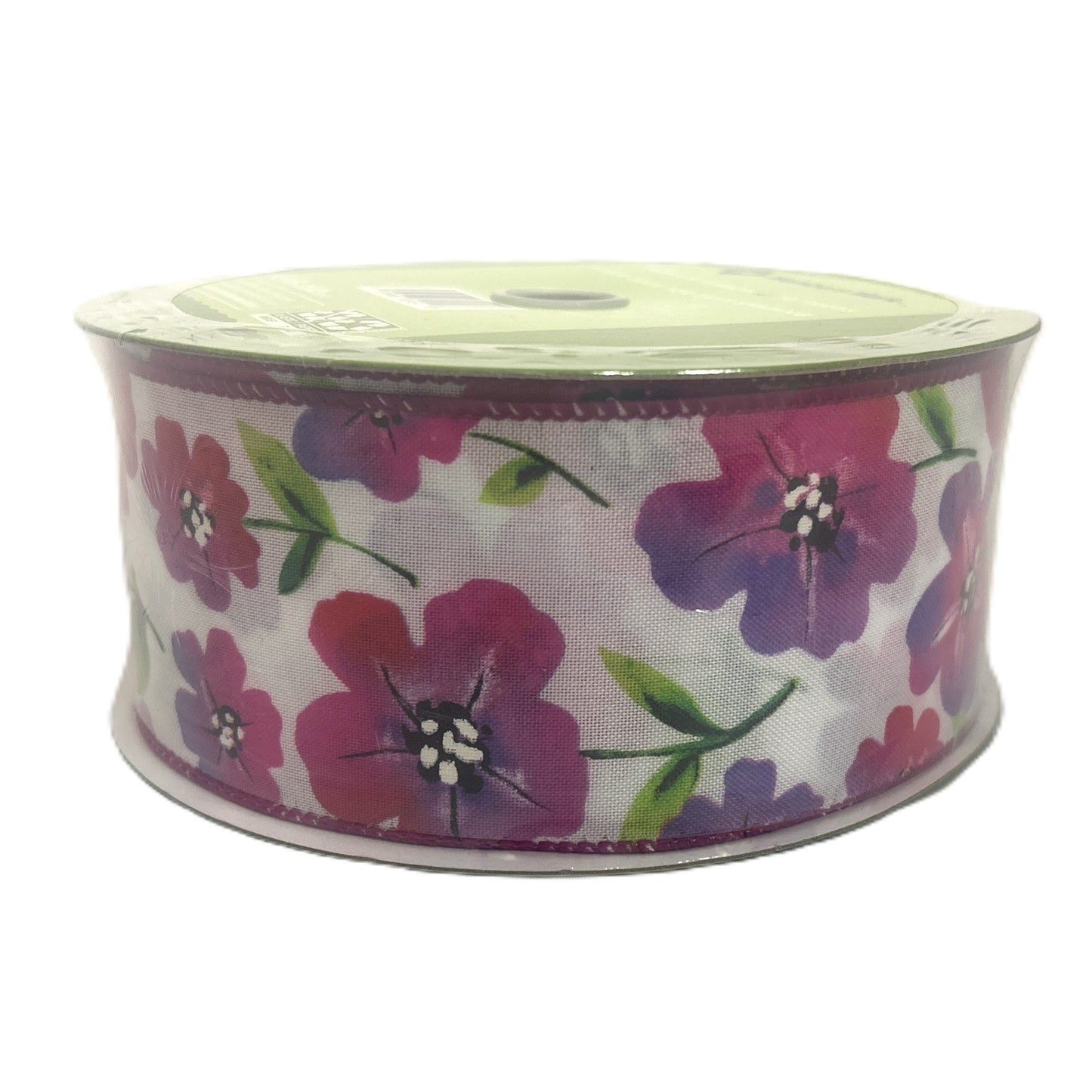 Pansy Pinks Purples Floral - 2.5” x 50 yds - Wire Edged Premium Ribbon