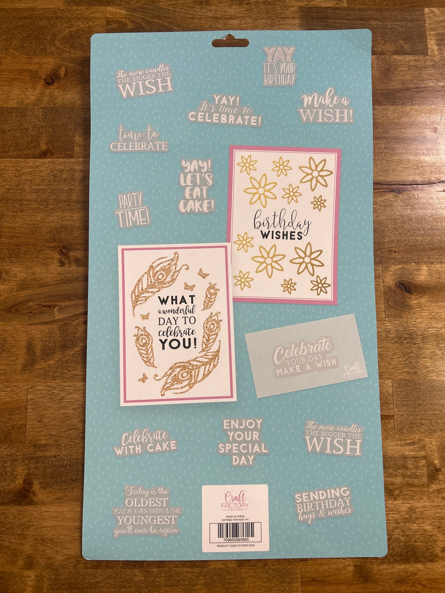 Craft Factory Celebration 39pc Clear Stamps w/ Ink Pad & Acrylic Block
