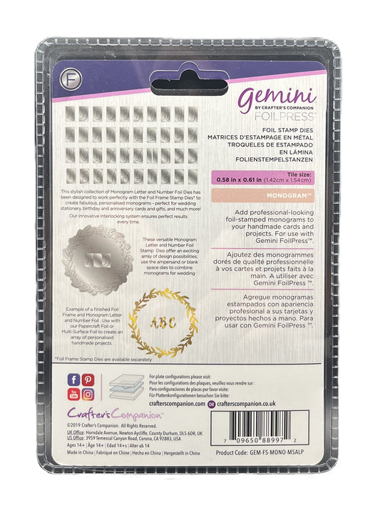 Packaging of Gemini metal stamp dies by Crafters Companion with branding and product details.