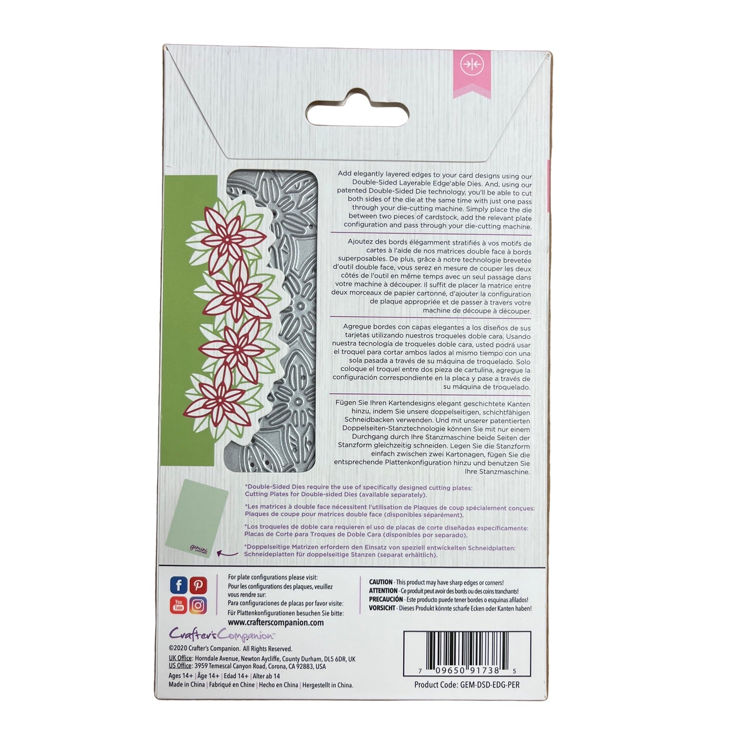 Product packaging with floral design and text on a white background