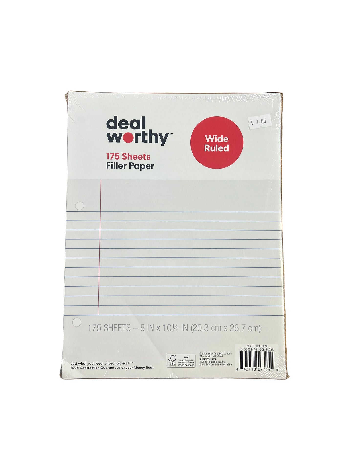 Filler Paper Wide Ruled - 175 Sheets