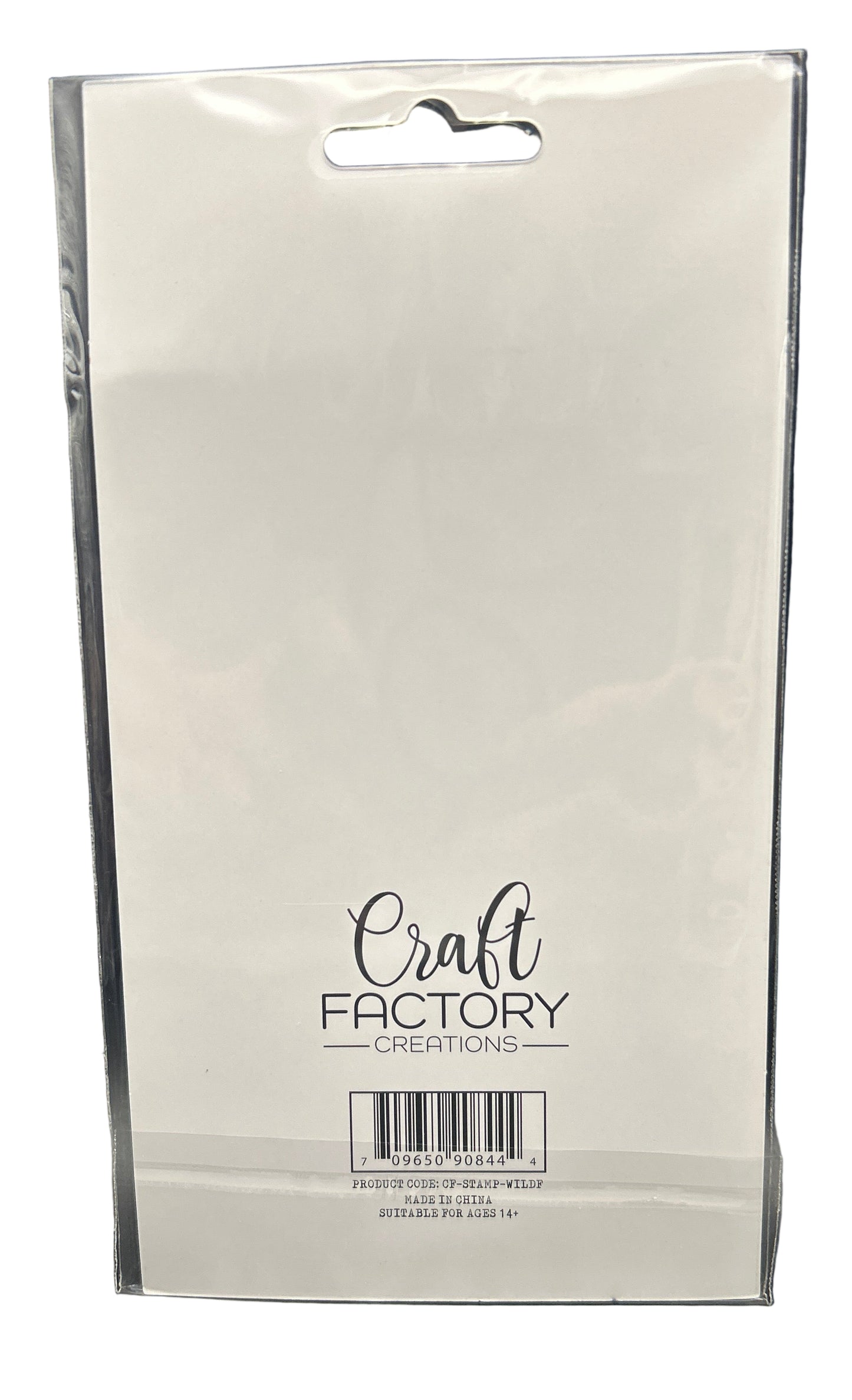 Clear plastic packaging with 'Craft Factory' branding on a black background