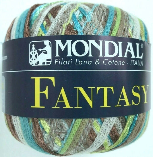 Ball of yarn with 'Mondial' label on a white background