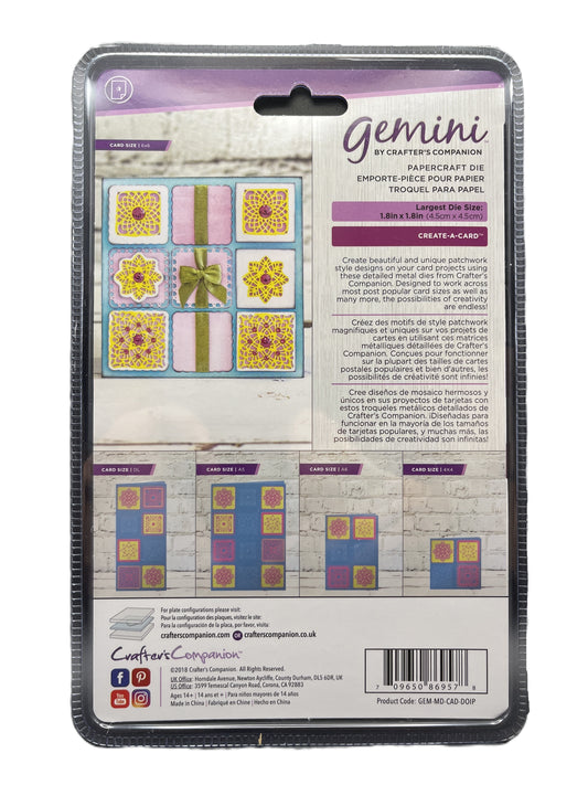 Packaged Gemini die set by Crafter's Companion with colorful designs on a white background