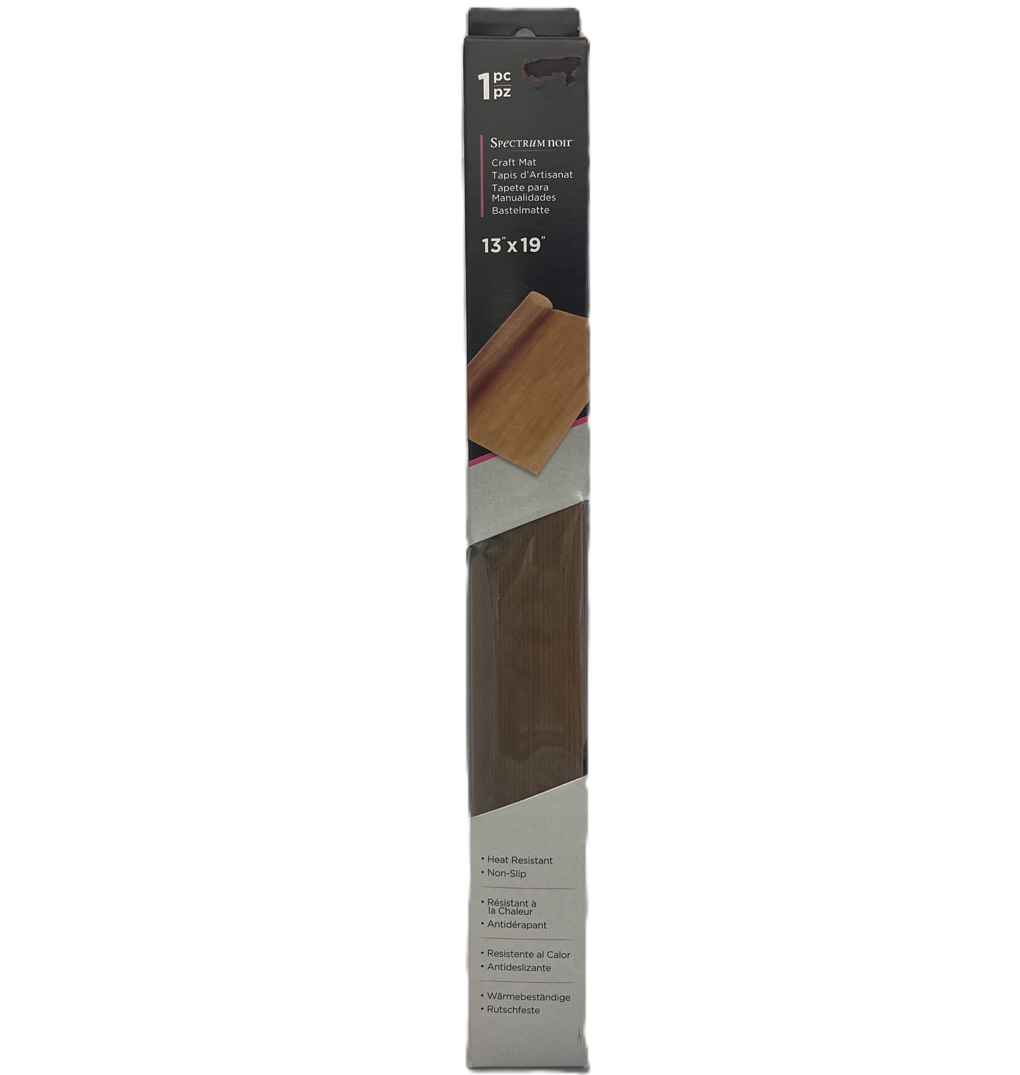 Wooden craft mat with packaging on a white background