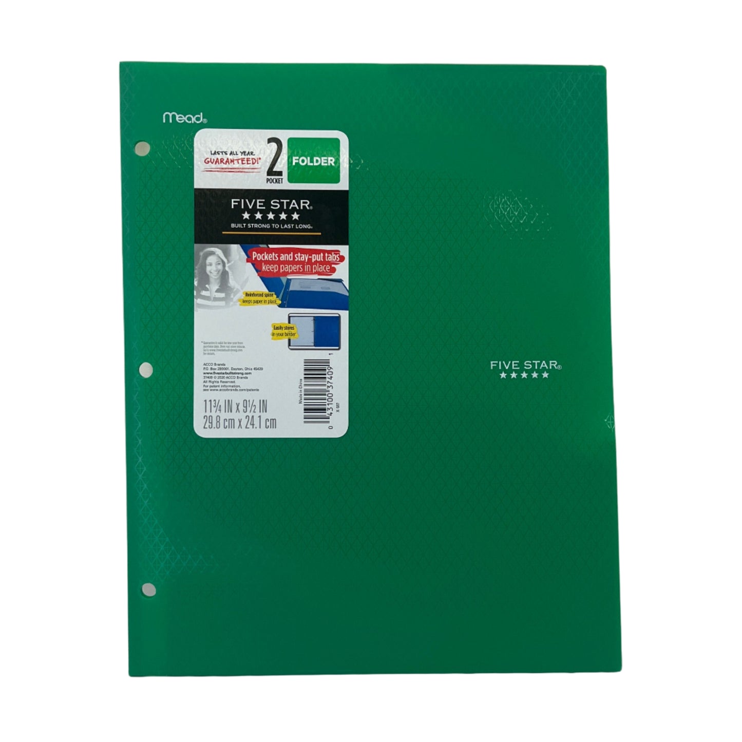 Green Five Star folder with a label on a white background