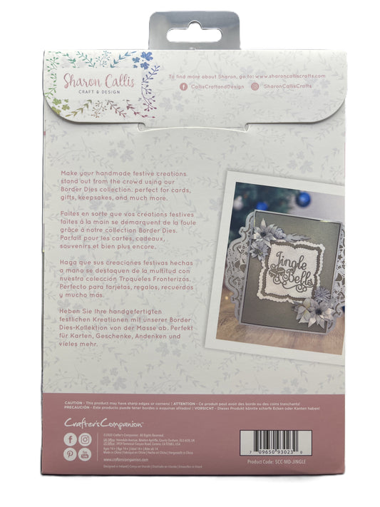 Packaging of Sharon Callis craft border set with decorative border design on a white background