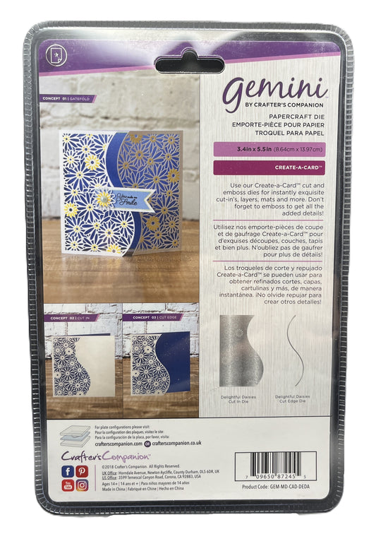 Papercraft die set packaging with product images and branding on a wooden surface.