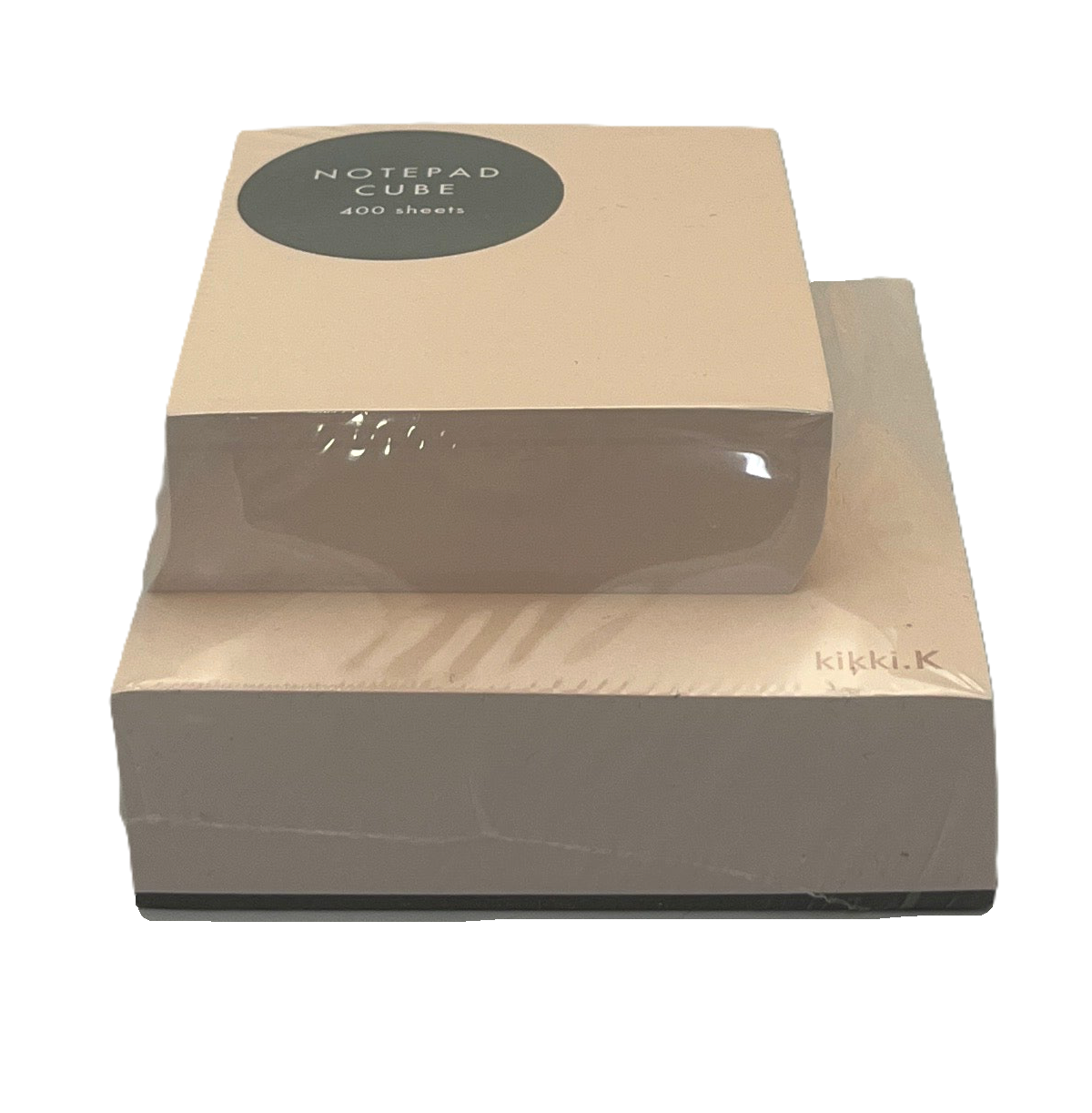 Kikki.K notepad cube packaging on a white background