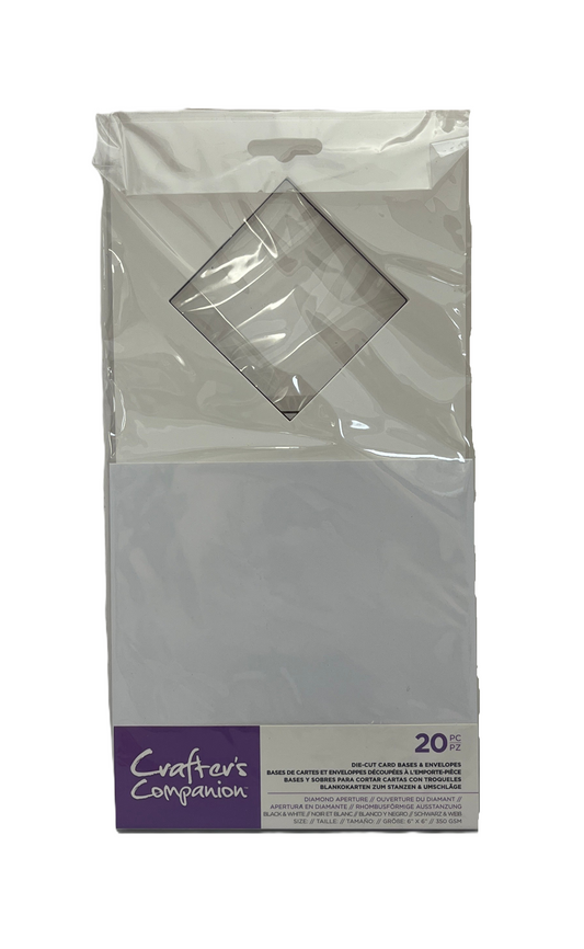 Packaging of Crafter's Companion paper with a clear window on a white background