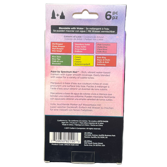 Back of a product packaging with color swatches and text on a white background