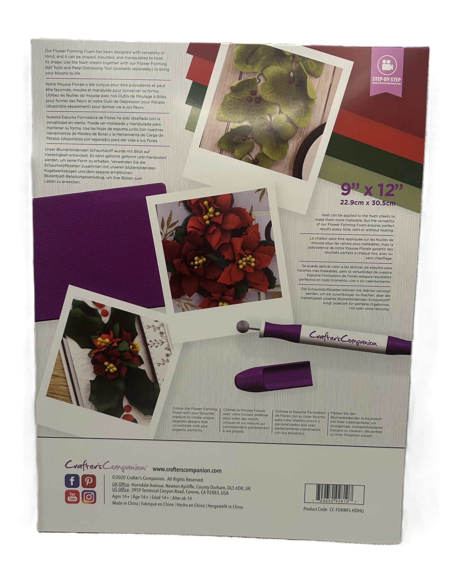 Product packaging with images of artwork and product details on a white background