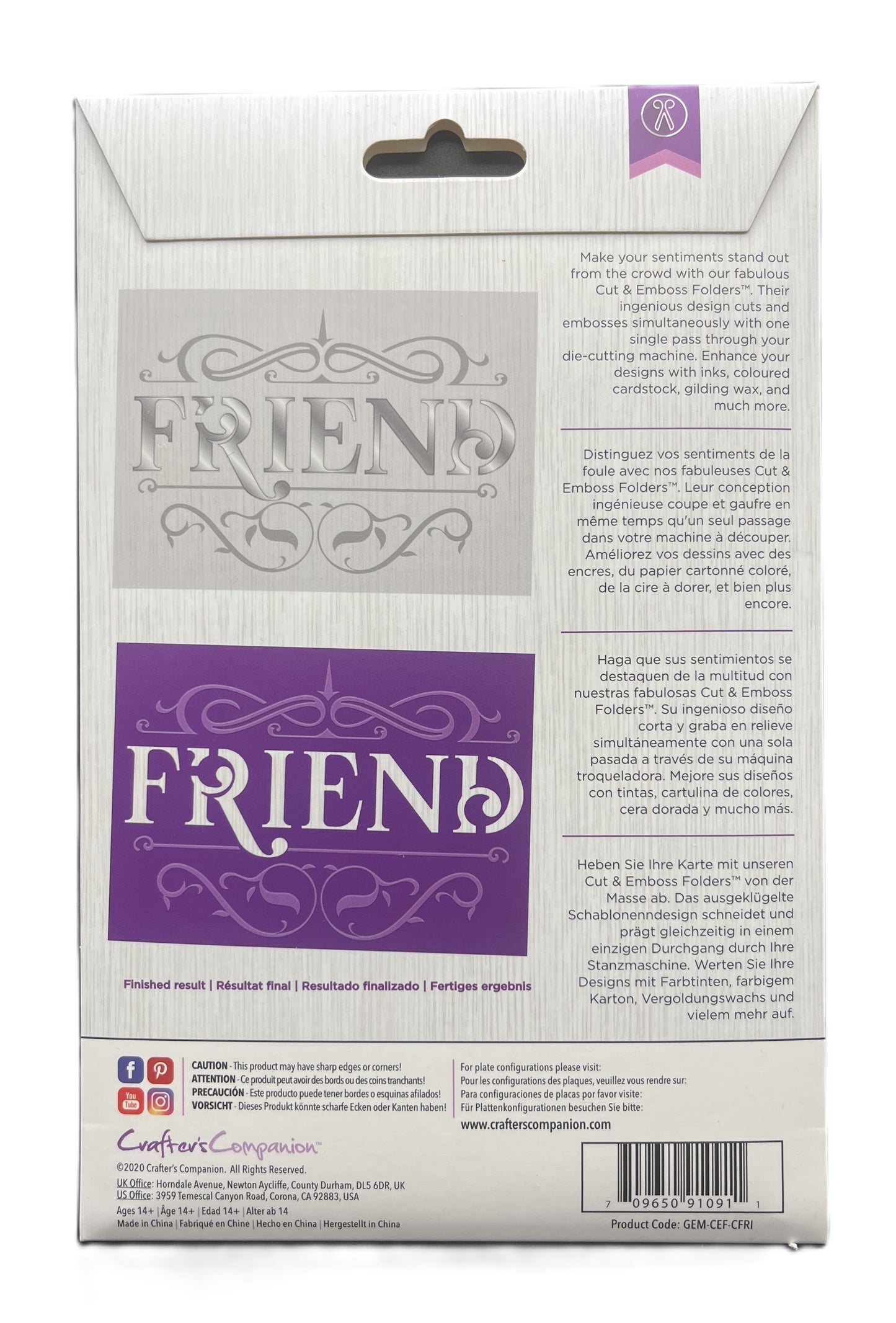 Product packaging with 'FRIEND' branding on a white background