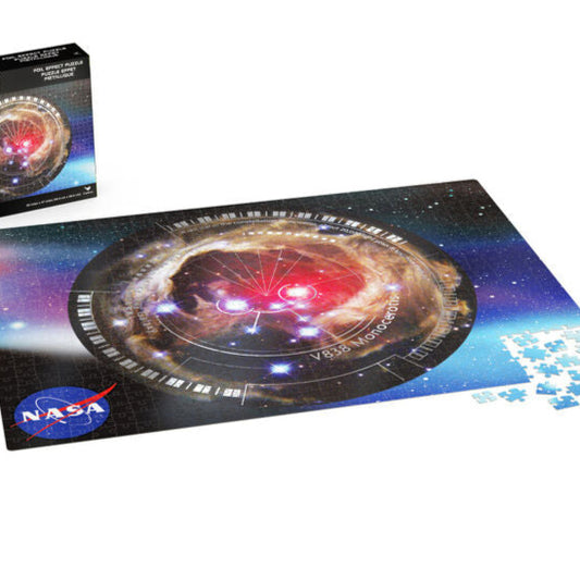 NASA-themed puzzle with a space-themed design on a white background