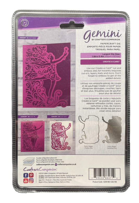 Packaging of Gemini by Crafter's Companion paper craft die with purple and white design.
