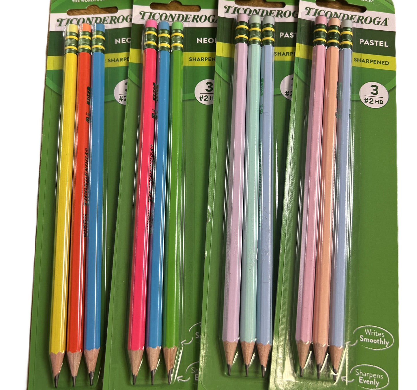 Case of 36 Ticonderoga 3ct Pastel & Neon #2 Pencils - Sharpened