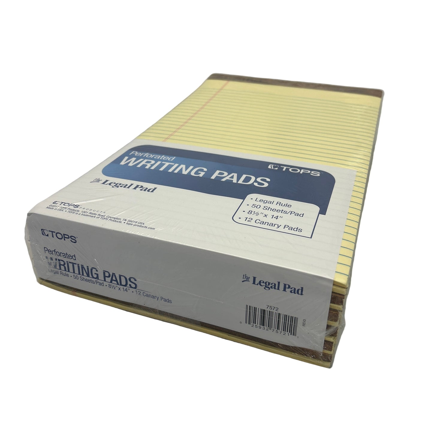 Box of TOPS writing pads on a white background