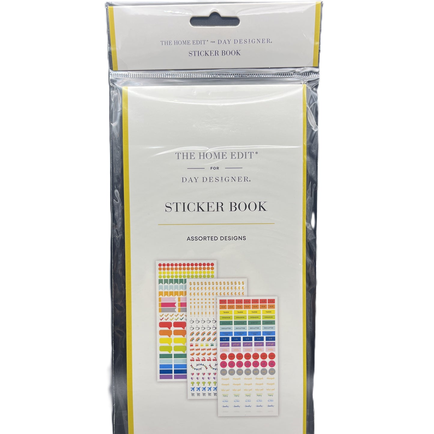Packaged sticker book with colorful designs on a white background