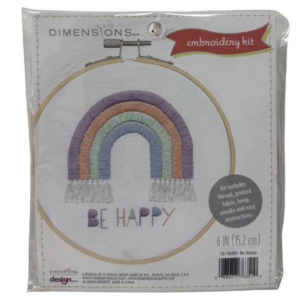 Be Happy - Embroidery Kit Dimensions - #72-76351