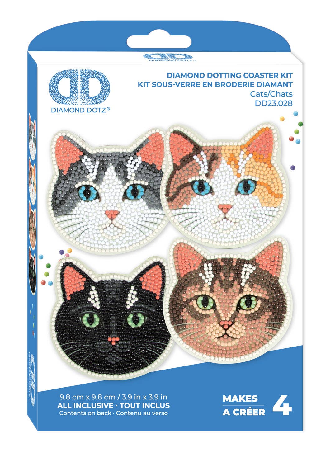 Cats Coasters - Diamond Dotz Art Kit - Makes 4
