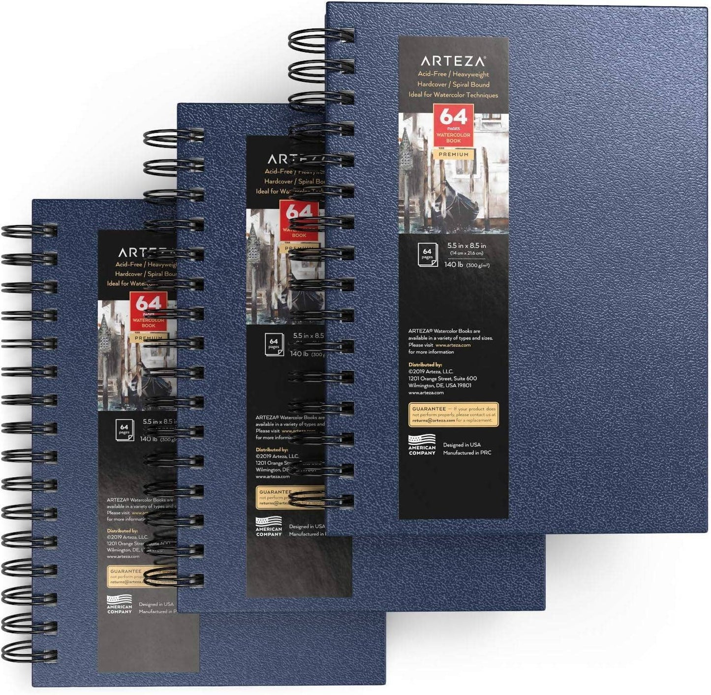 Arteza® Spiral-Bound Blue Hardcover Watercolor Book