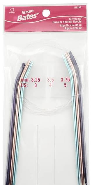 Susan Bates 29" Silvalume Circular Medium Knitting Needle Set - Size 3, 4, 5